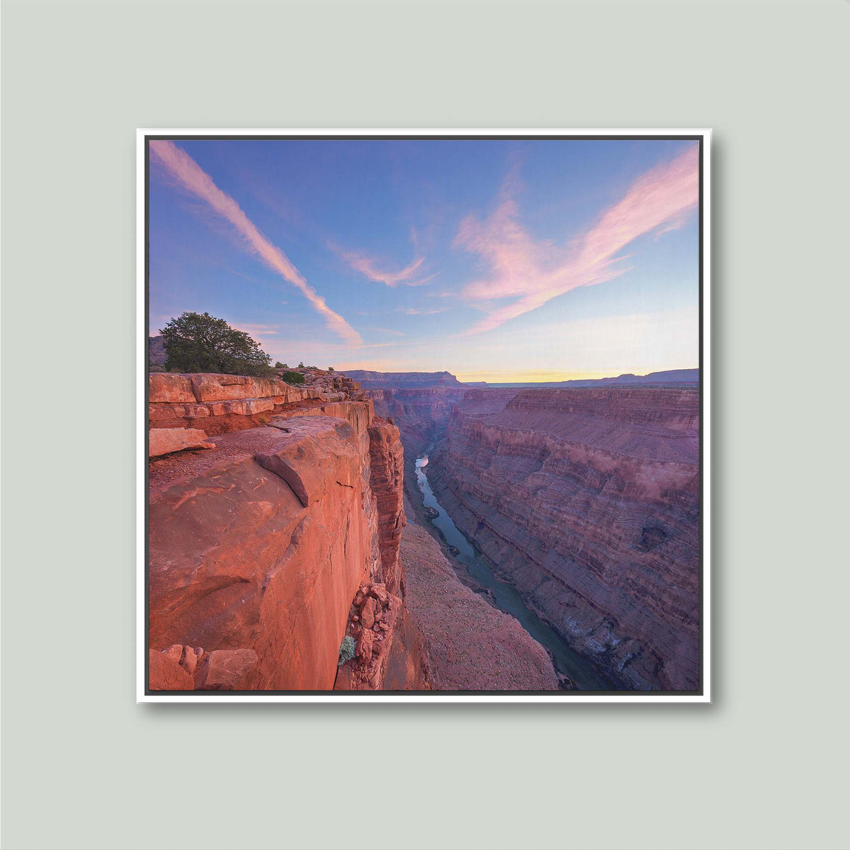 Flight of the Pegasus, wing-shaped clouds above the Colorado River at Toroweap Overlook, Grand Canyon, Arizona, as a canvas in a white floating frame