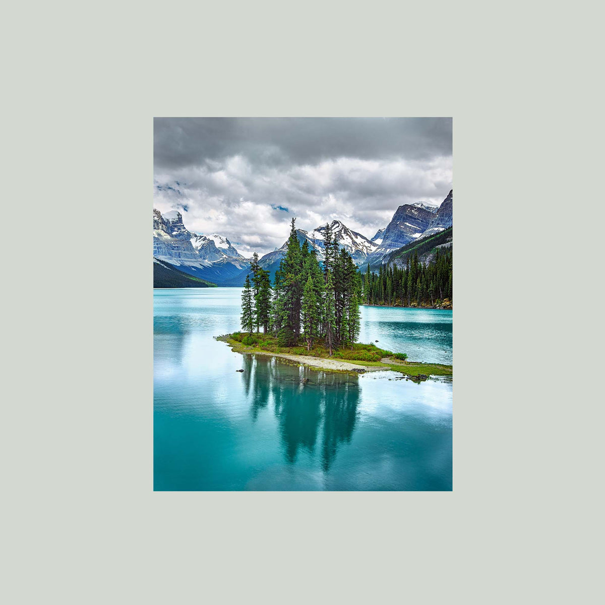 Spirit of Solitude, Spirit Island on Maligne Lake in Jasper National Park, as an unframed print